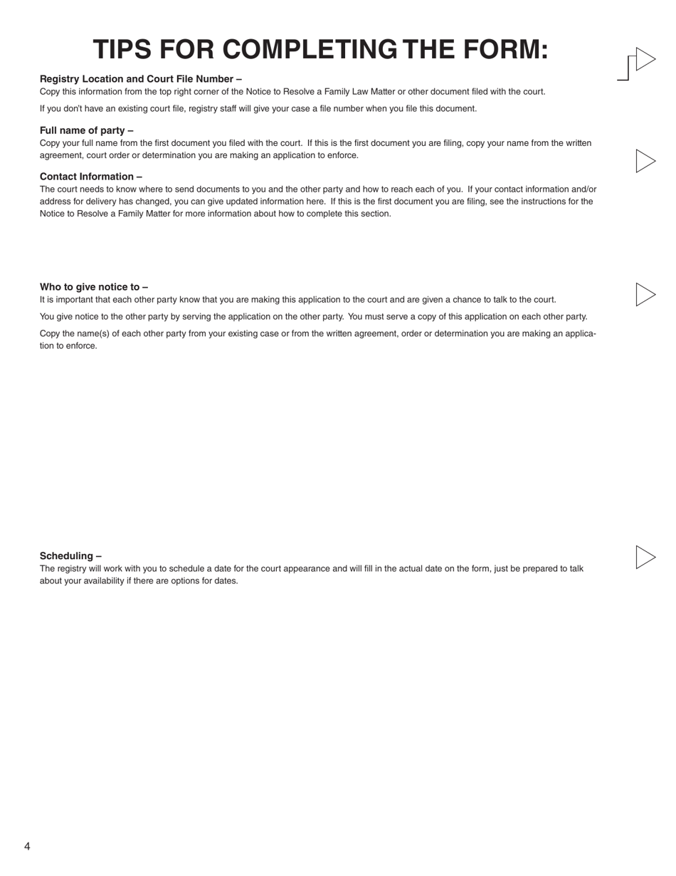 Form P (PFA725) Application for Enforcement - British Columbia, Canada, Page 4
