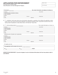 Form P (PFA725) Application for Enforcement - British Columbia, Canada, Page 5