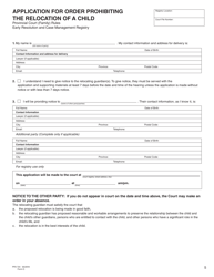 Form O (PFA724) Application for Order Prohibiting the Relocation of a Child - British Columbia, Canada, Page 5