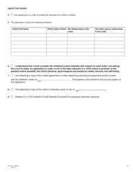 Form O (PFA724) Application for Order Prohibiting the Relocation of a Child - British Columbia, Canada, Page 7