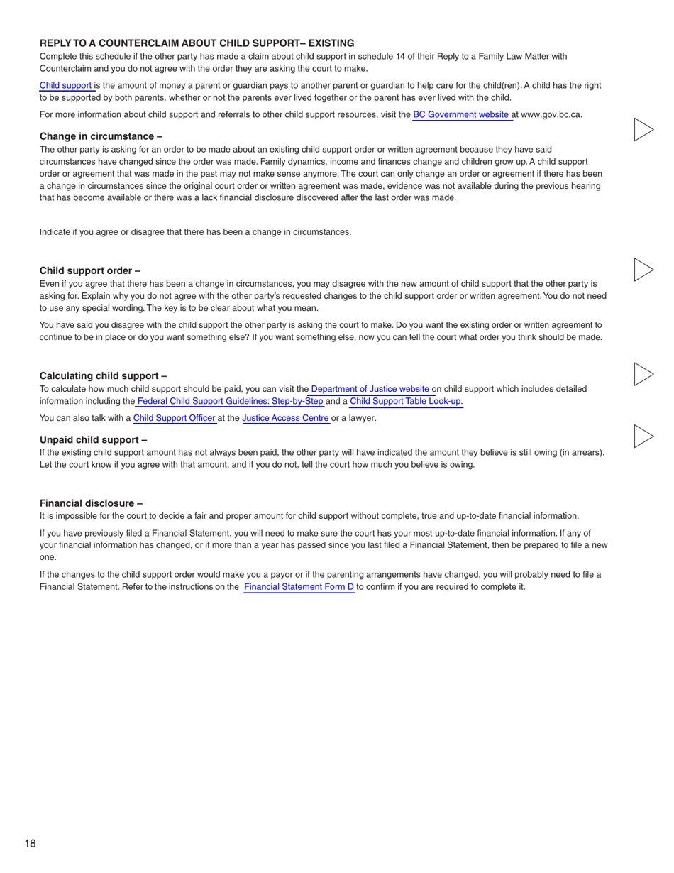 Form G (PFA716) Reply to a Counterclaim - British Columbia, Canada, Page 18