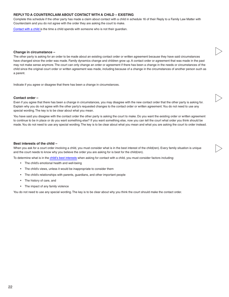 Form G (PFA716) Reply to a Counterclaim - British Columbia, Canada, Page 22