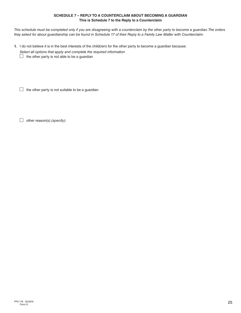 Form G (PFA716) Reply to a Counterclaim - British Columbia, Canada, Page 25