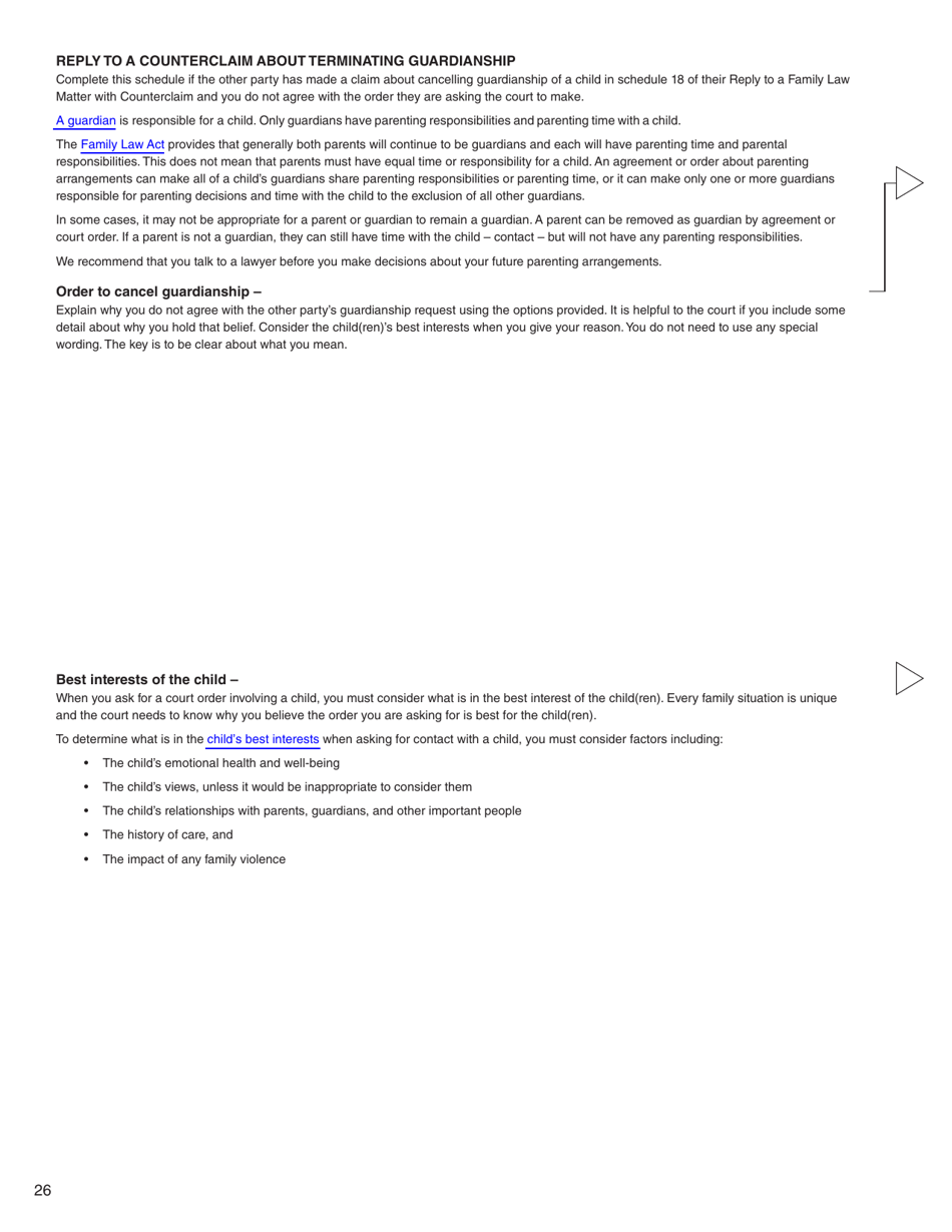 Form G (PFA716) Reply to a Counterclaim - British Columbia, Canada, Page 26