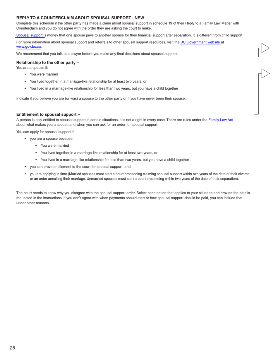 Form G (PFA716) Reply to a Counterclaim - British Columbia, Canada, Page 28