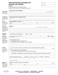 CFCSA Form 3 (PFA100) Application to Change or Cancel an Order - British Columbia, Canada, Page 3