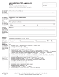 CFCSA Form 2 (PFA895) Application for an Order - British Columbia, Canada, Page 3