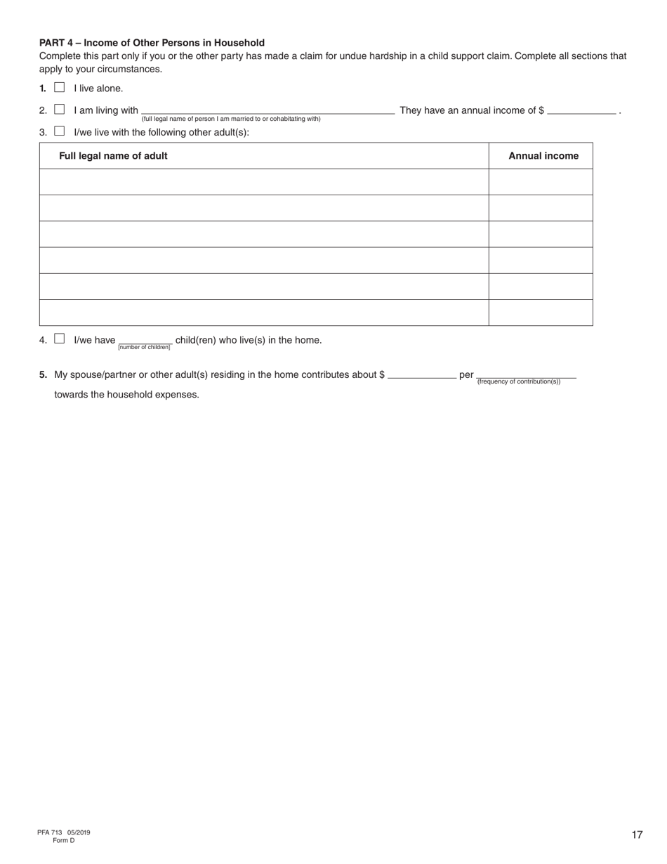 Form D (PFA713) Financial Statement - British Columbia, Canada, Page 17