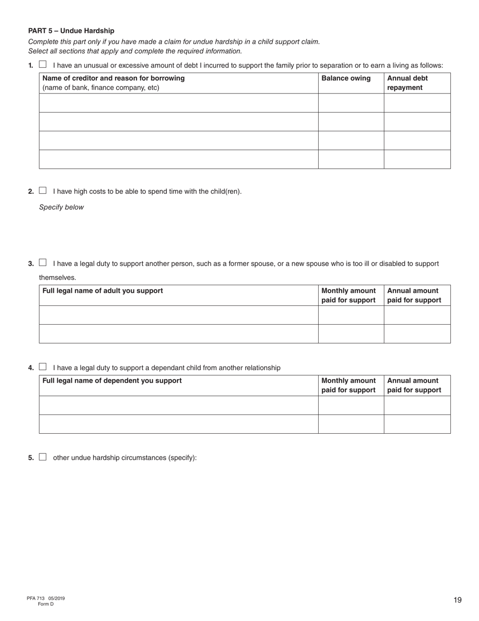 Form D (PFA713) Financial Statement - British Columbia, Canada, Page 19