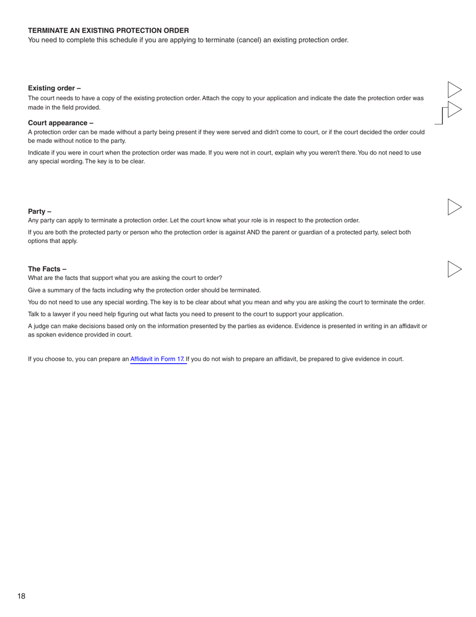 Form K (PFA720) Application About a Protection Order - British Columbia, Canada, Page 18