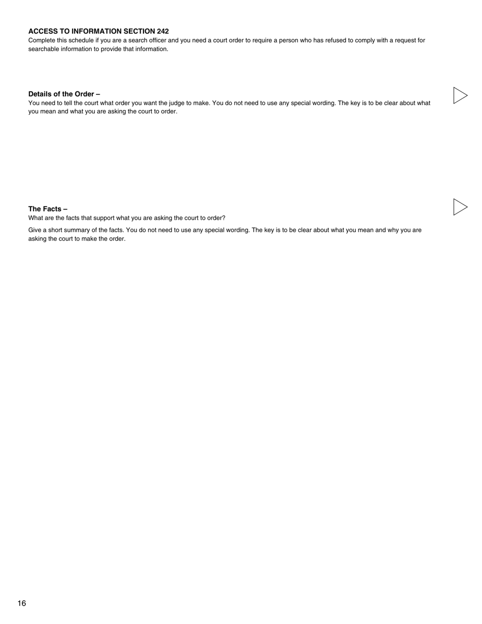 Form I (PFA718) Application for Case Management Order Without Notice or Appearance - British Columbia, Canada, Page 16