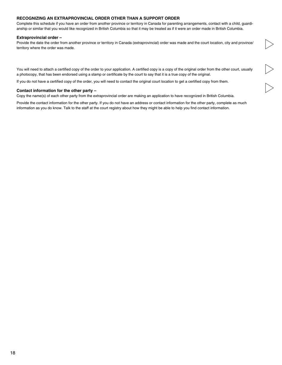 Form I (PFA718) Application for Case Management Order Without Notice or Appearance - British Columbia, Canada, Page 18