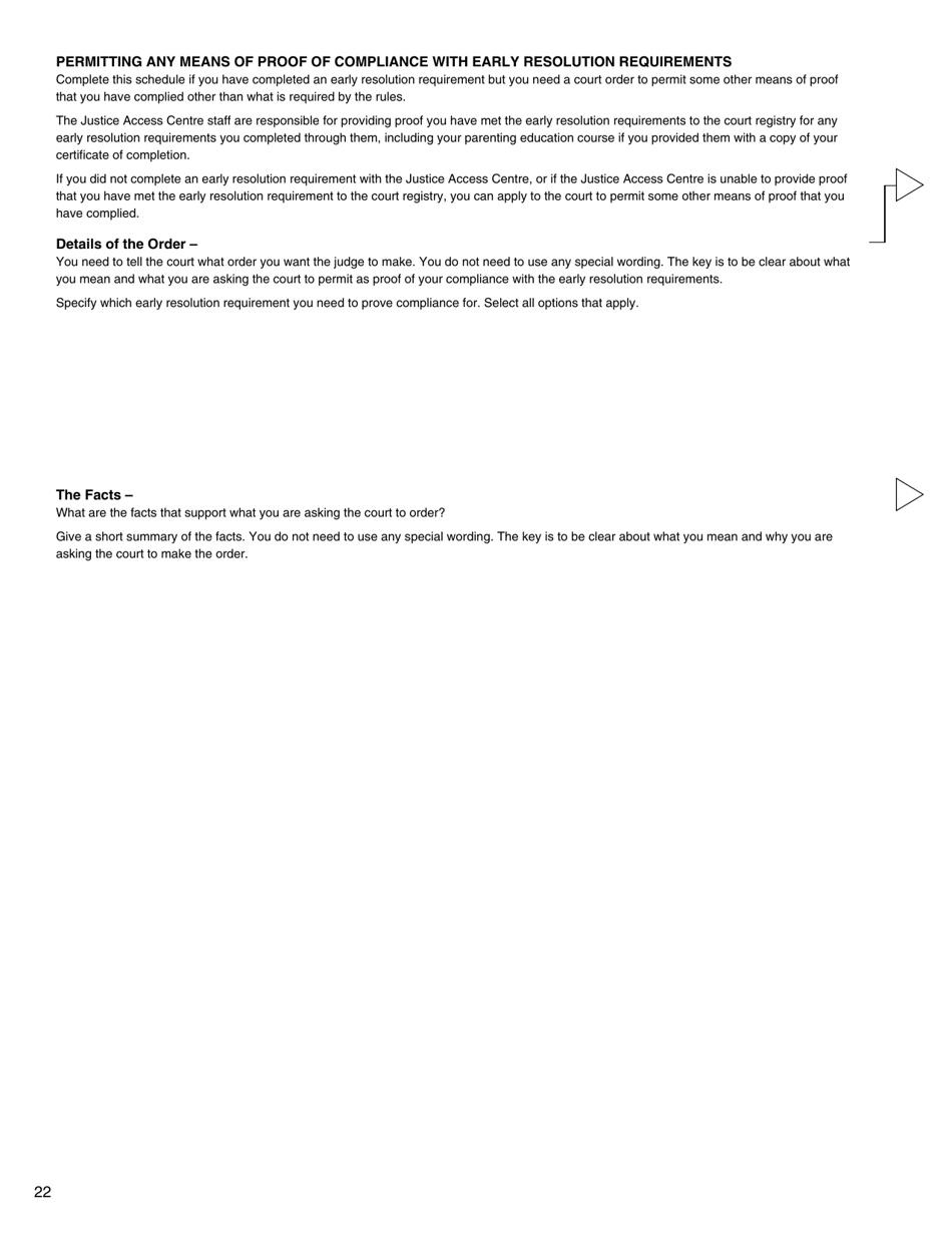 Form I (PFA718) Application for Case Management Order Without Notice or Appearance - British Columbia, Canada, Page 22