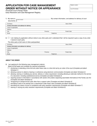 Form I (PFA718) Application for Case Management Order Without Notice or Appearance - British Columbia, Canada, Page 5