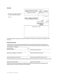 Form 118 Fax Cover Sheet - British Columbia, Canada, Page 2