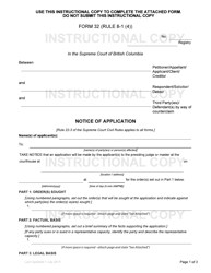 Form 32 Notice of Application - British Columbia, Canada