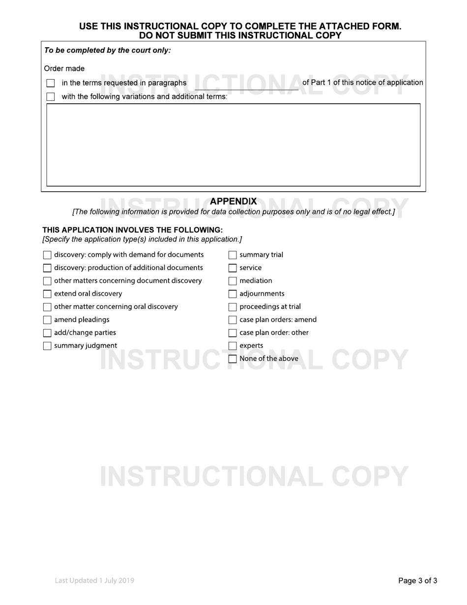 Form 32 Notice of Application - British Columbia, Canada, Page 3