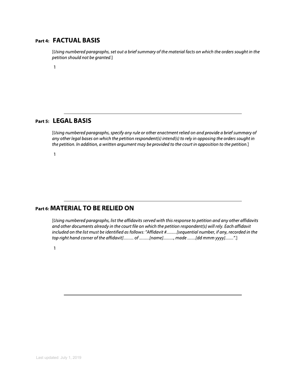 Form 67 Response to Petition - British Columbia, Canada, Page 2