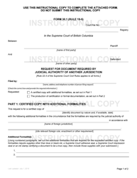 Form 30.1 Request for Document Required by Judicial Authority of Another Jurisdiction - British Columbia, Canada