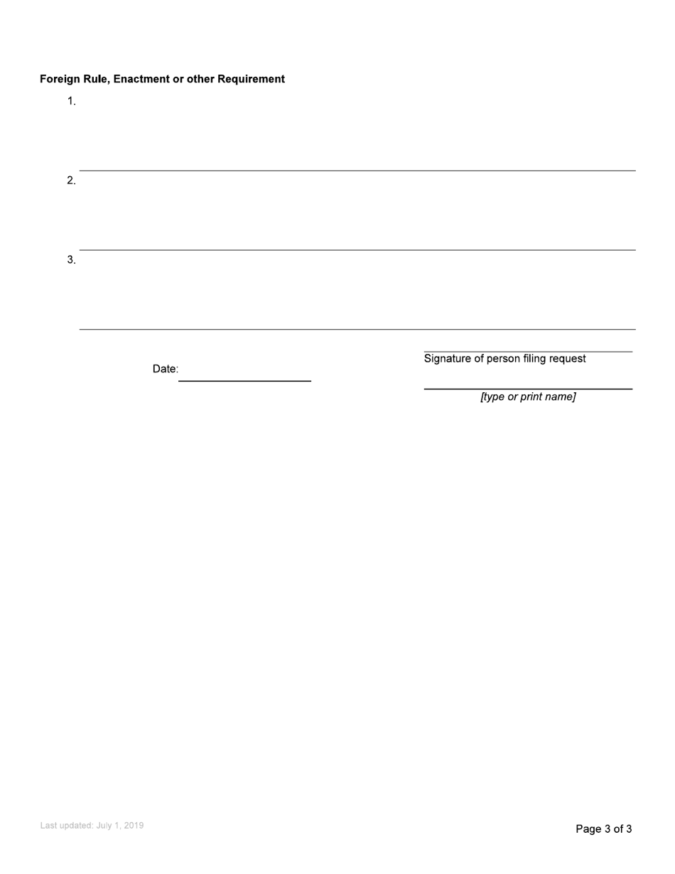 Form 30.1 Request for Document Required by Judicial Authority of Another Jurisdiction - British Columbia, Canada, Page 5