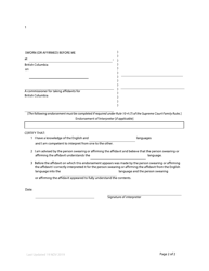 Form F30 Affidavit - British Columbia, Canada, Page 2