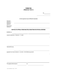 Document preview: Form F98 Notice of Appeal From Master, Registrar or Special Referee - British Columbia, Canada