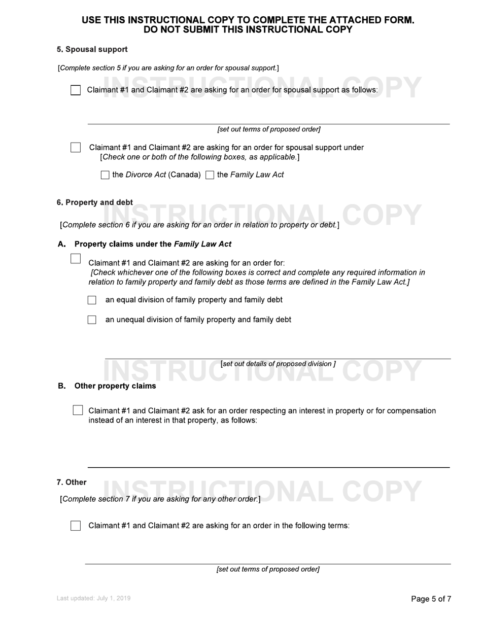 Form F1 Notice of Joint Family Claim - British Columbia, Canada, Page 5