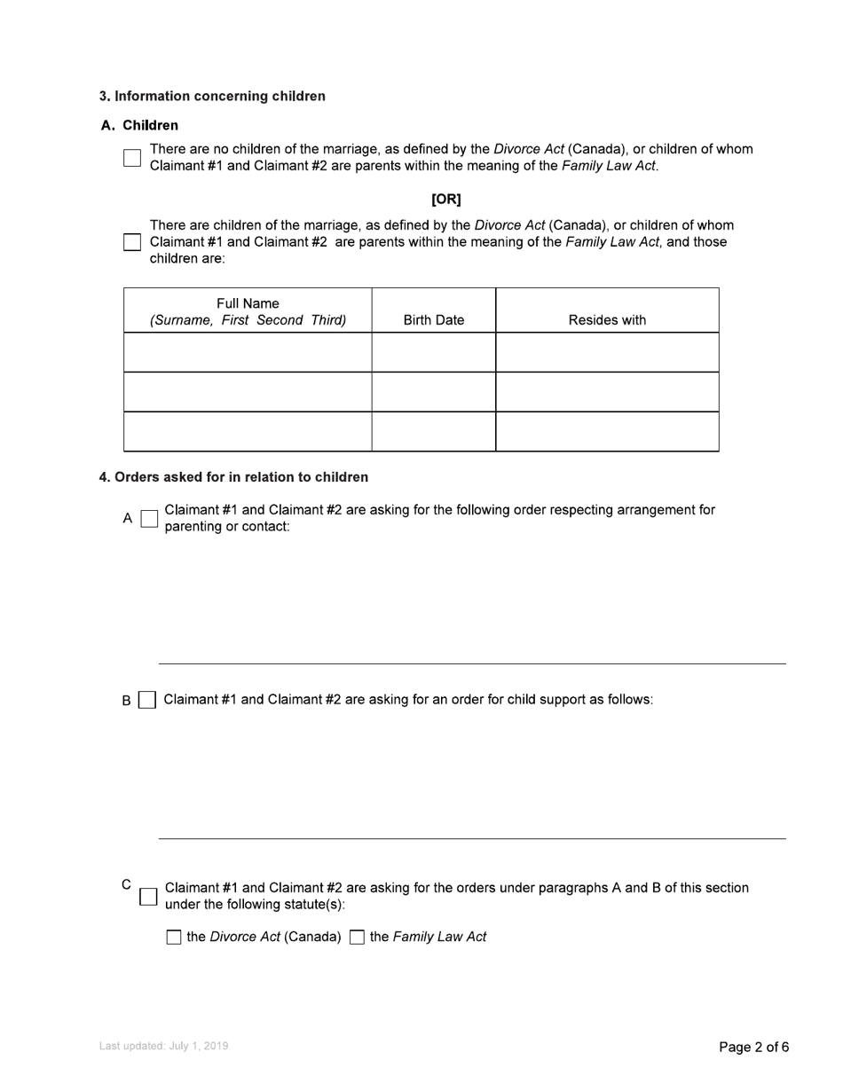 Form F1 Notice of Joint Family Claim - British Columbia, Canada, Page 9