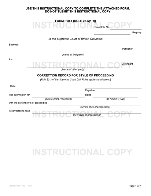 Form P20.1  Printable Pdf