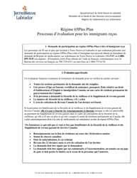 Demande De Participation Regime 65plus Plan - Newfoundland and Labrador, Canada (French)