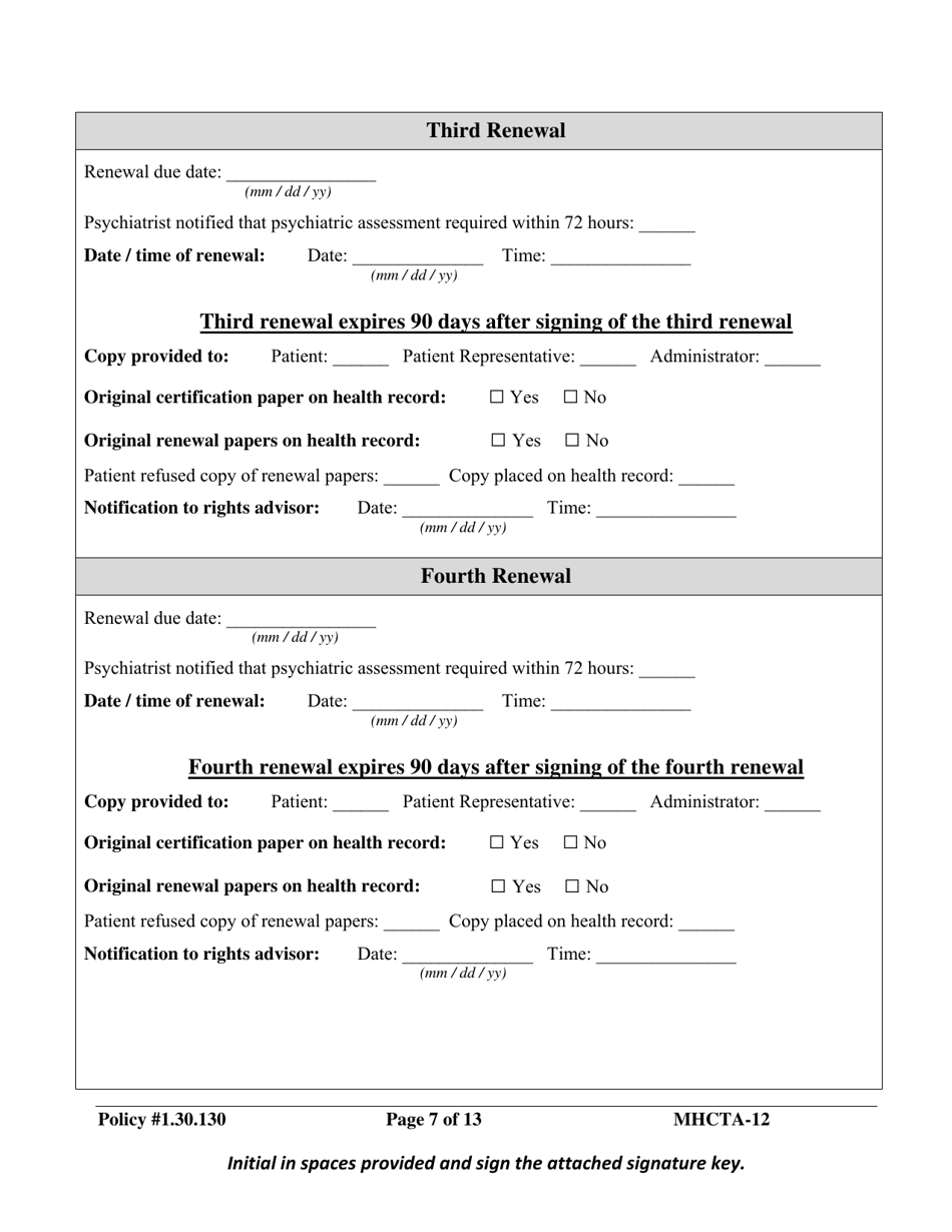 Form MHCTA-12 Involuntary Certification / Communications Checklist - Newfoundland and Labrador, Canada, Page 7