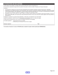 Form M7307(168000) &quot;Optional Life Insurance Declaration of Good Health&quot; - Newfoundland and Labrador, Canada, Page 2
