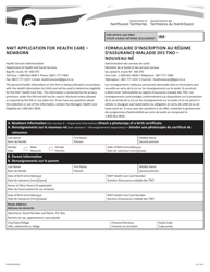 Document preview: Form NWT8894 Nwt Application for Health Care - Newborn - Northwest Territories, Canada (English/French)