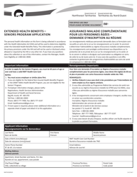 Form NWT4139 &quot;Extended Health Benefits - Seniors Program Application&quot; - Northwest Territories, Canada (English/French)