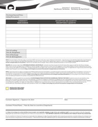 Space Reservation Booking Note and Cargo Insurance and Liability Waiver Form - Northwest Territories, Canada (English/French), Page 3