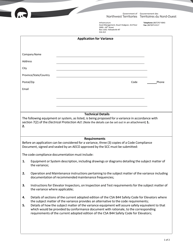 Document preview: Application for Variance - Northwest Territories, Canada