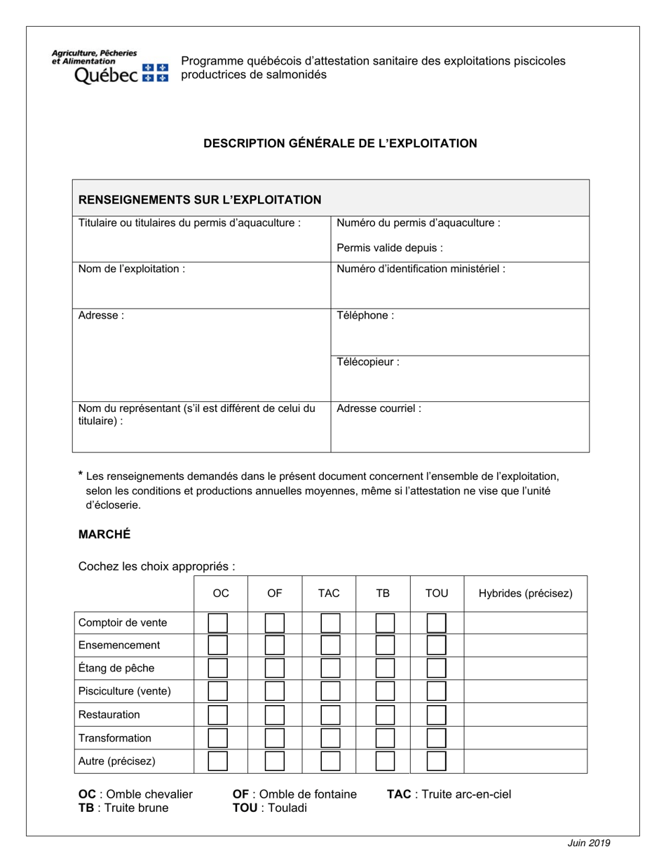 Description Generale De Lexploitation - Quebec, Canada (French), Page 1