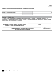Forme F-0071 Programme Novascience - Volet 2 Premier Emploi En Recherche Demande D&#039;aide Financiere - Quebec, Canada (French), Page 3