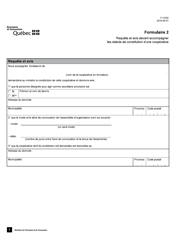 Forme 2 (F-CO02) Requete Et Avis Devant Accompagner Les Statuts De Constitution D&#039;une Cooperative - Quebec, Canada (French)