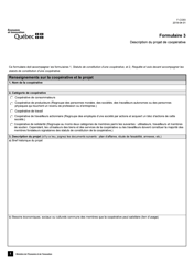 Document preview: Forme 3 (F-CO03) Description Du Projet De Cooperative - Quebec, Canada (French)