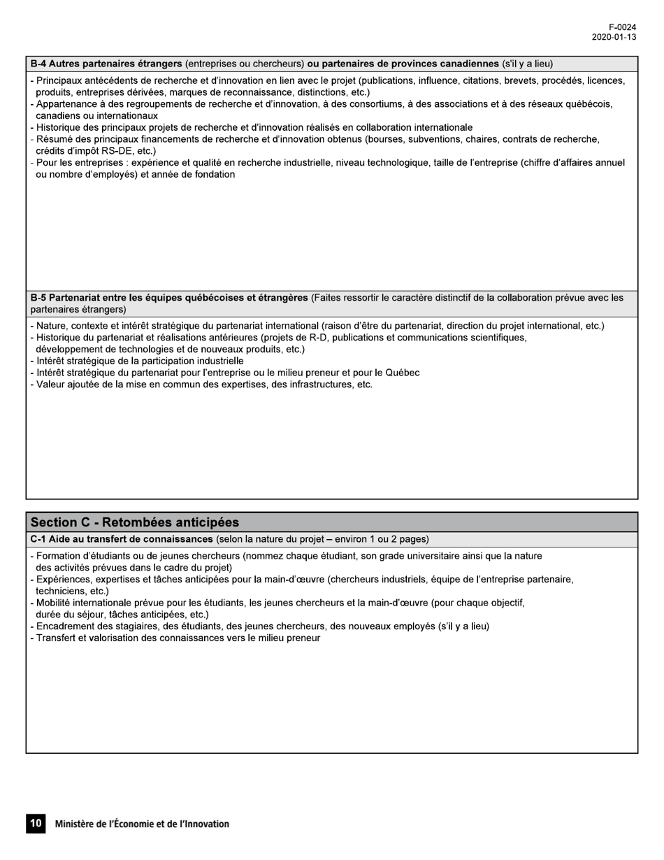 Forme F-0024 Pso-International Demande Daide Financiere - Quebec, Canada (French), Page 10