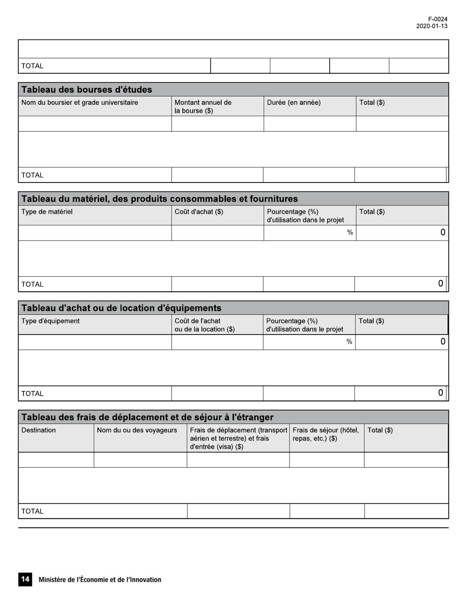 Forme F-0024 Pso-International Demande Daide Financiere - Quebec, Canada (French), Page 14
