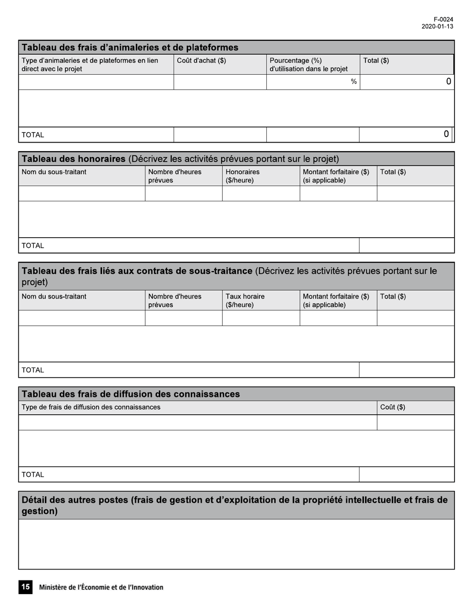 Forme F-0024 Pso-International Demande Daide Financiere - Quebec, Canada (French), Page 15