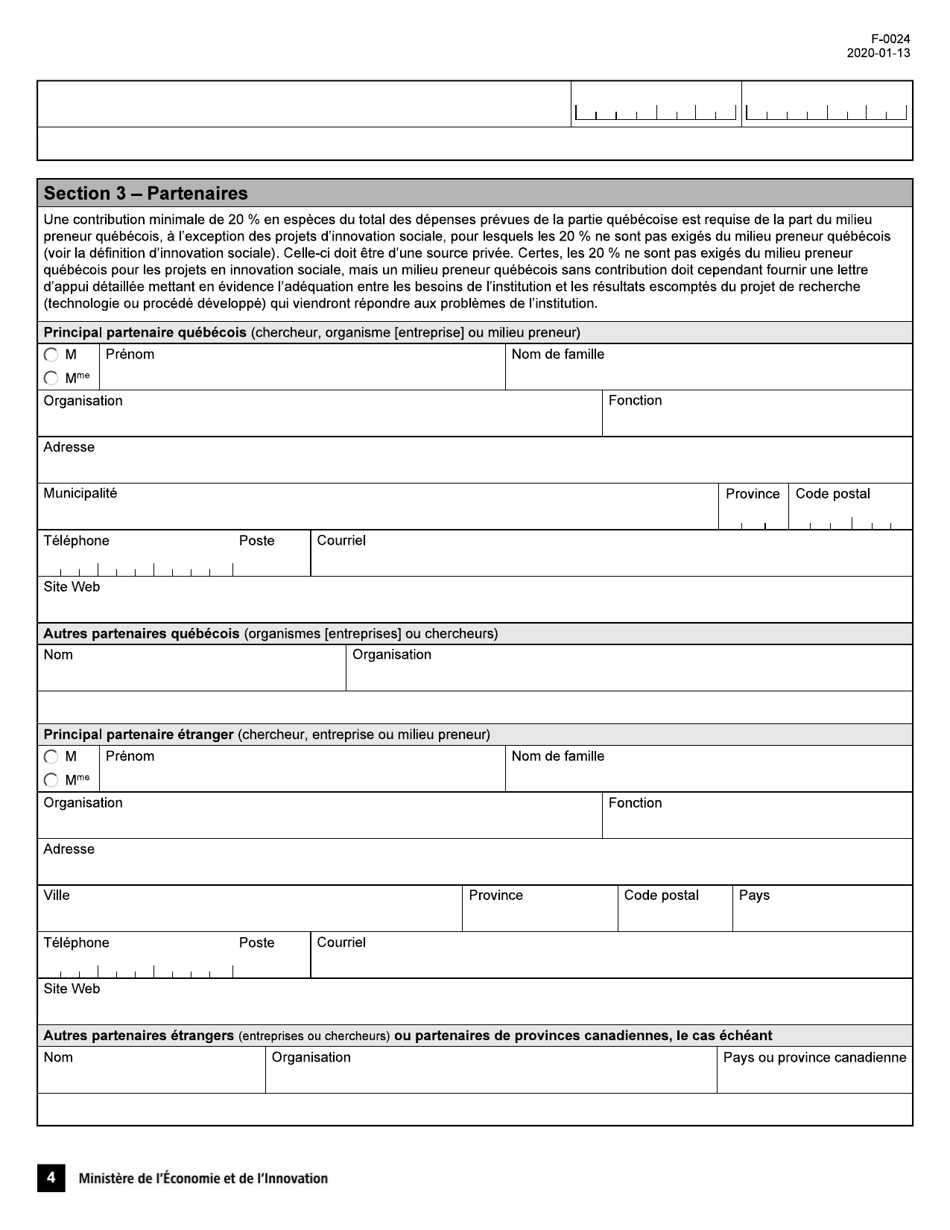 Forme F-0024 Pso-International Demande Daide Financiere - Quebec, Canada (French), Page 4