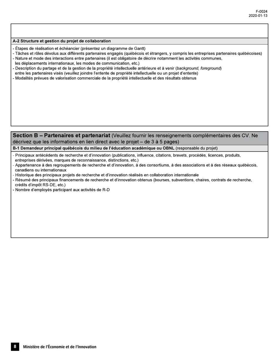 Forme F-0024 Pso-International Demande Daide Financiere - Quebec, Canada (French), Page 8