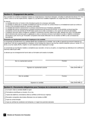 Forme F-0041 Congre Fiscal Pour Chercheurs Etrangers Demande De Certificat De Chercheur - Quebec, Canada (French), Page 4