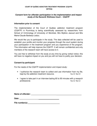 Document preview: Consent Form for Offender Participation in the Implementation and Impact Study of the Nunavik Wellness Court - Cqatp - Quebec, Canada