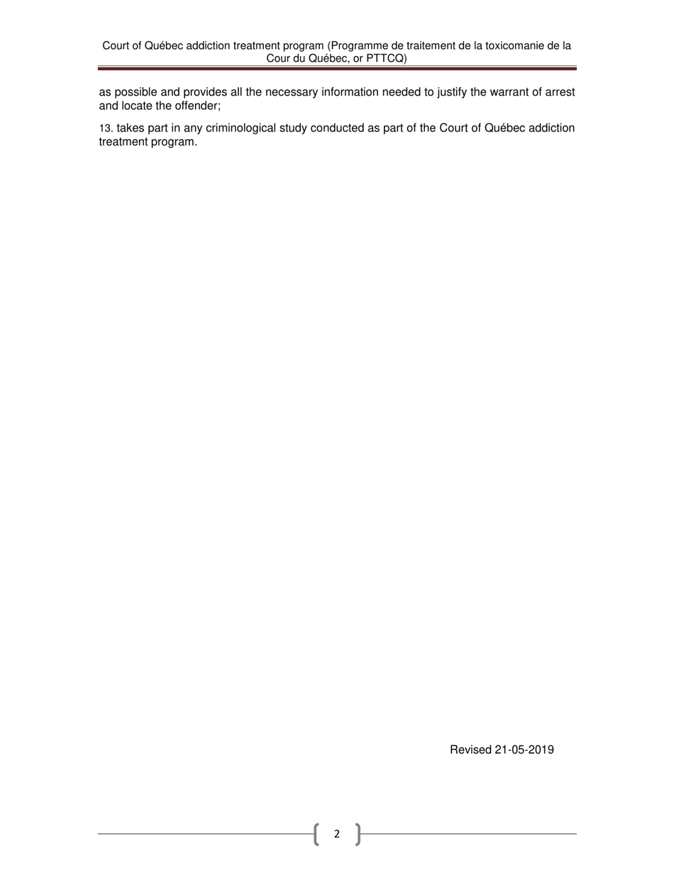 Undertaking by a Certified Drug Addiction Resource That Offers Lodging - Quebec, Canada, Page 2