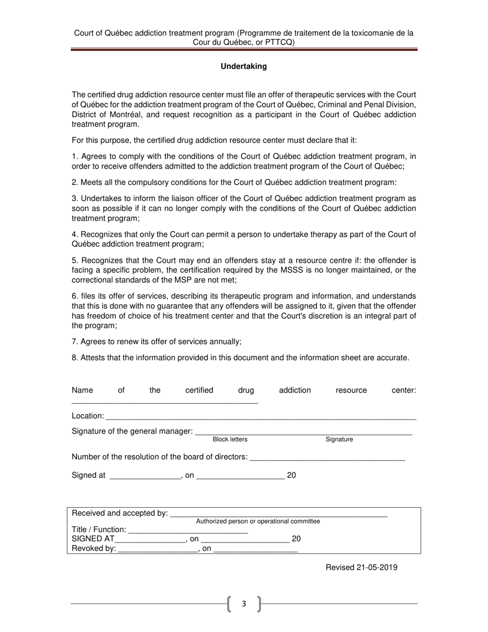 Undertaking by a Certified Drug Addiction Resource That Offers Lodging - Quebec, Canada, Page 3