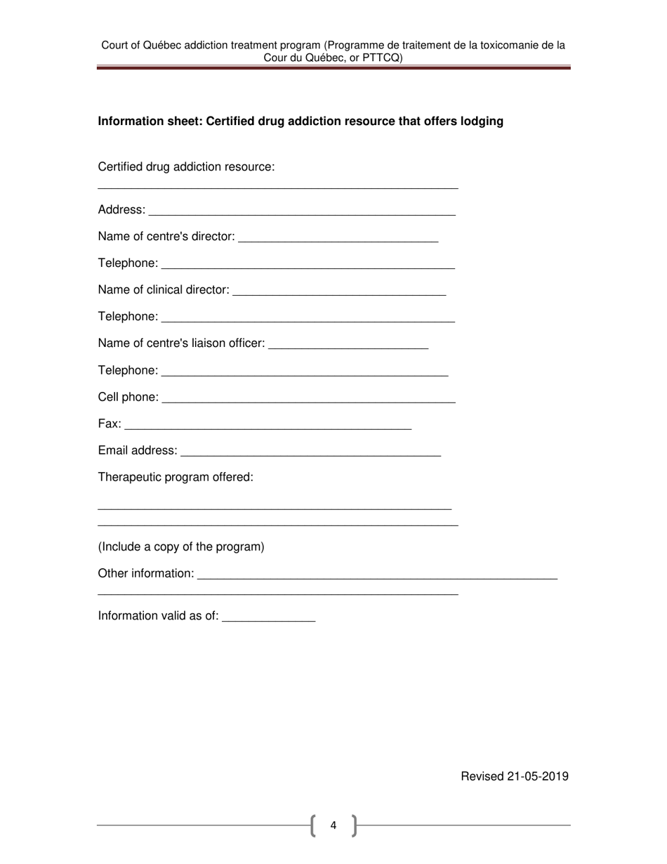 Undertaking by a Certified Drug Addiction Resource That Offers Lodging - Quebec, Canada, Page 4